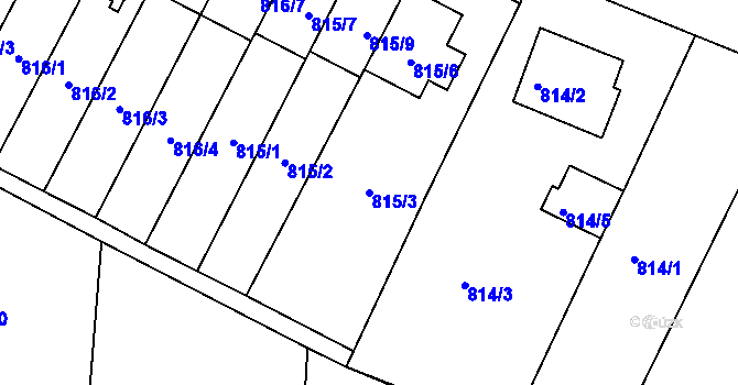 Parcela st. 815/3 v KÚ Paskov, Katastrální mapa