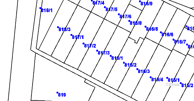 Parcela st. 817/3 v KÚ Paskov, Katastrální mapa