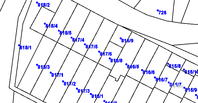 Parcela st. 817/6 v KÚ Paskov, Katastrální mapa