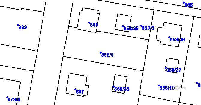 Parcela st. 858/5 v KÚ Paskov, Katastrální mapa