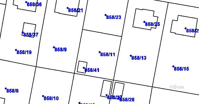 Parcela st. 858/11 v KÚ Paskov, Katastrální mapa