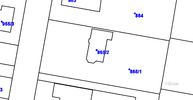 Parcela st. 865/2 v KÚ Paskov, Katastrální mapa