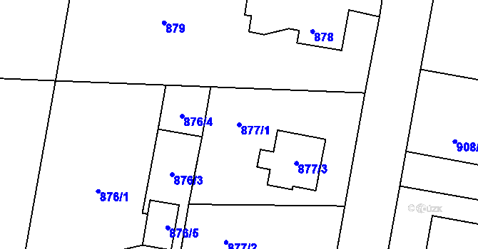 Parcela st. 877/1 v KÚ Paskov, Katastrální mapa