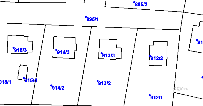 Parcela st. 913/3 v KÚ Paskov, Katastrální mapa