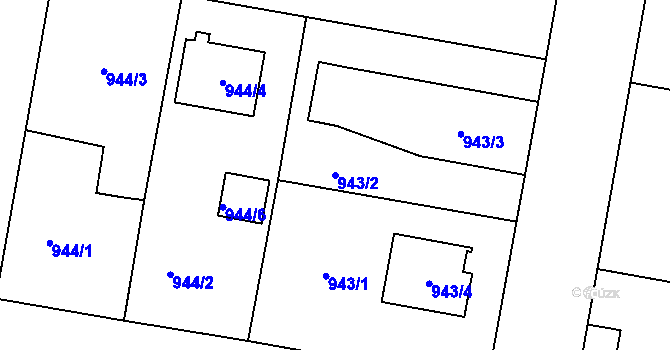 Parcela st. 943/2 v KÚ Paskov, Katastrální mapa