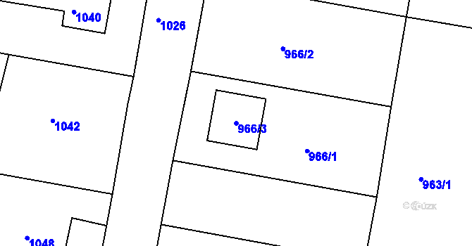 Parcela st. 966/3 v KÚ Paskov, Katastrální mapa