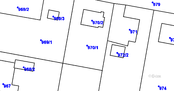 Parcela st. 970/1 v KÚ Paskov, Katastrální mapa