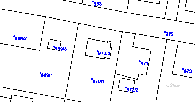 Parcela st. 970/2 v KÚ Paskov, Katastrální mapa