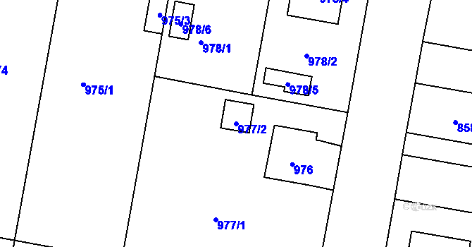 Parcela st. 977/2 v KÚ Paskov, Katastrální mapa
