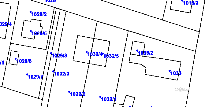Parcela st. 1032/5 v KÚ Paskov, Katastrální mapa