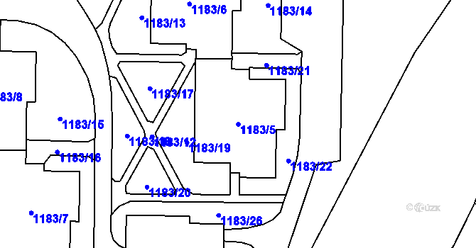 Parcela st. 1183/5 v KÚ Paskov, Katastrální mapa