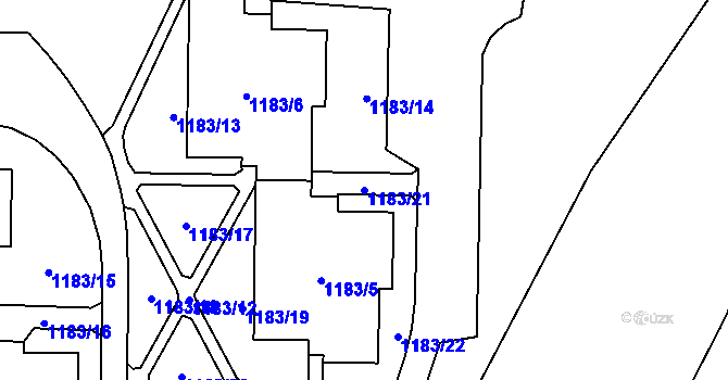 Parcela st. 1183/21 v KÚ Paskov, Katastrální mapa
