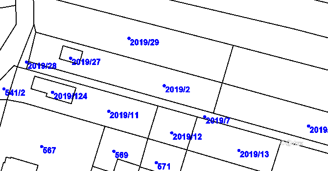 Parcela st. 2019/2 v KÚ Paskov, Katastrální mapa