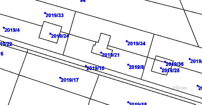 Parcela st. 2019/21 v KÚ Paskov, Katastrální mapa