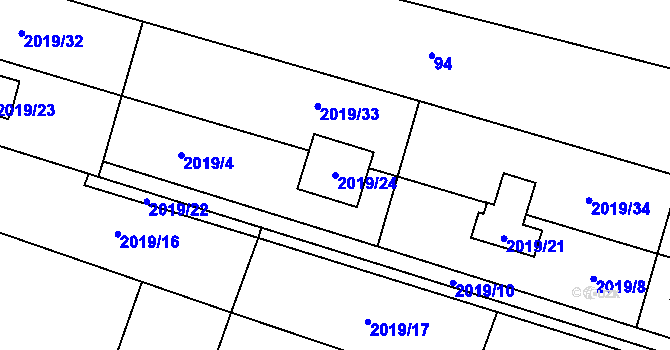 Parcela st. 2019/24 v KÚ Paskov, Katastrální mapa