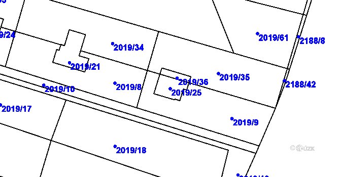 Parcela st. 2019/25 v KÚ Paskov, Katastrální mapa