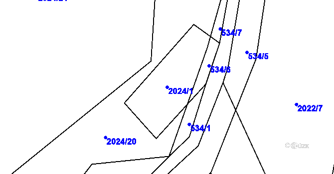 Parcela st. 2024/1 v KÚ Paskov, Katastrální mapa