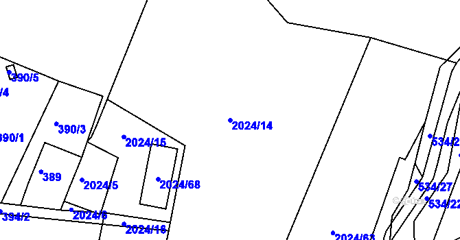 Parcela st. 2024/14 v KÚ Paskov, Katastrální mapa