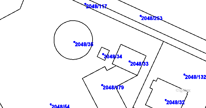 Parcela st. 2048/34 v KÚ Paskov, Katastrální mapa