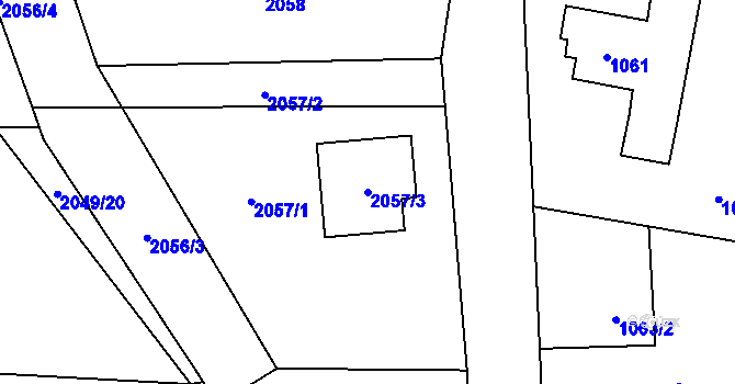 Parcela st. 2057/3 v KÚ Paskov, Katastrální mapa