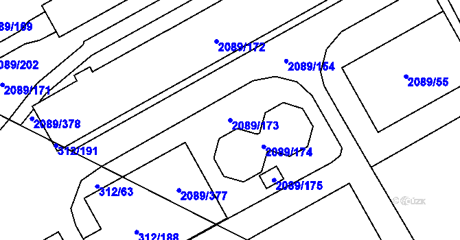 Parcela st. 2089/173 v KÚ Paskov, Katastrální mapa
