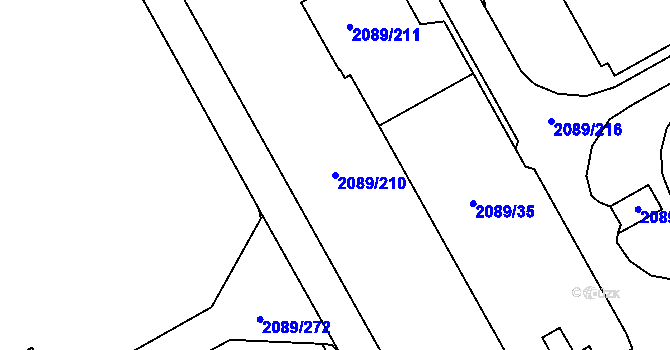 Parcela st. 2089/210 v KÚ Paskov, Katastrální mapa