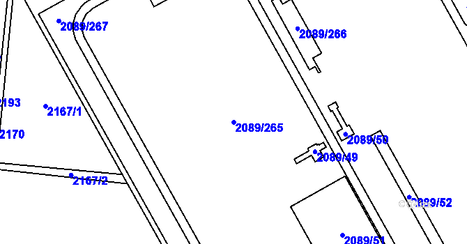 Parcela st. 2089/265 v KÚ Paskov, Katastrální mapa