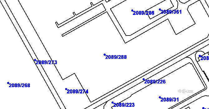 Parcela st. 2089/288 v KÚ Paskov, Katastrální mapa