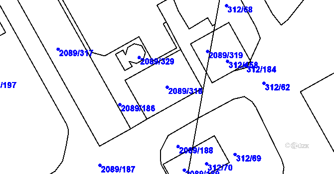 Parcela st. 2089/318 v KÚ Paskov, Katastrální mapa