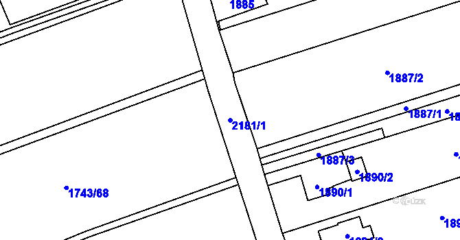 Parcela st. 2181/1 v KÚ Paskov, Katastrální mapa