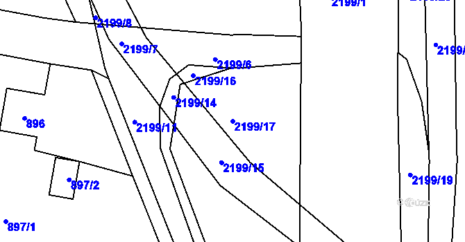 Parcela st. 2199/17 v KÚ Paskov, Katastrální mapa