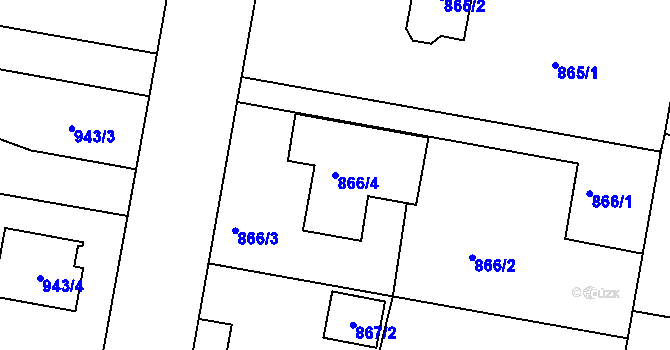 Parcela st. 866/4 v KÚ Paskov, Katastrální mapa