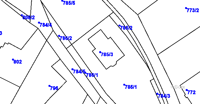Parcela st. 785/3 v KÚ Paskov, Katastrální mapa