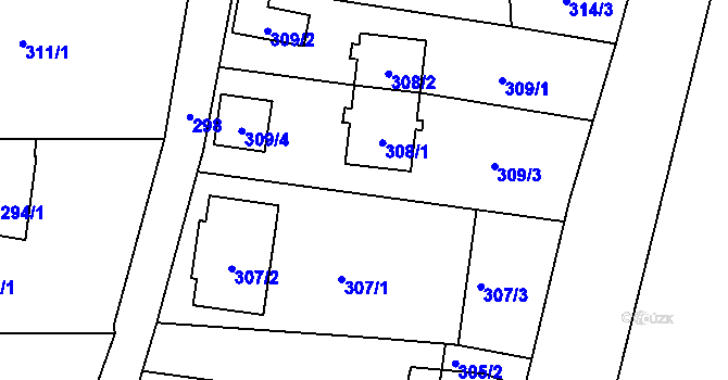 Parcela st. 307/4 v KÚ Paskov, Katastrální mapa