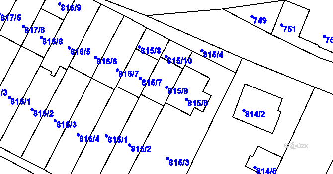 Parcela st. 815/9 v KÚ Paskov, Katastrální mapa
