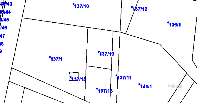 Parcela st. 137/19 v KÚ Paskov, Katastrální mapa