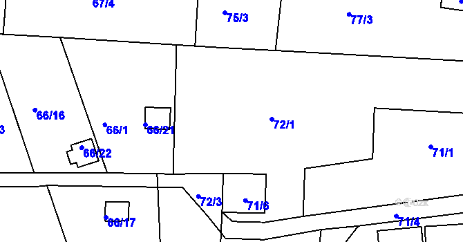 Parcela st. 72/2 v KÚ Paskov, Katastrální mapa