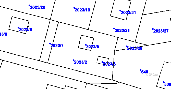 Parcela st. 2023/5 v KÚ Paskov, Katastrální mapa