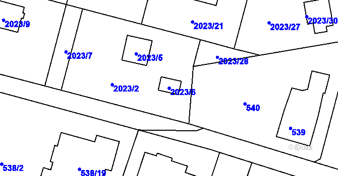 Parcela st. 2023/6 v KÚ Paskov, Katastrální mapa