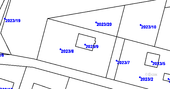 Parcela st. 2023/9 v KÚ Paskov, Katastrální mapa