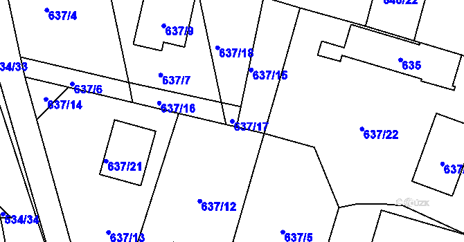 Parcela st. 637/17 v KÚ Paskov, Katastrální mapa