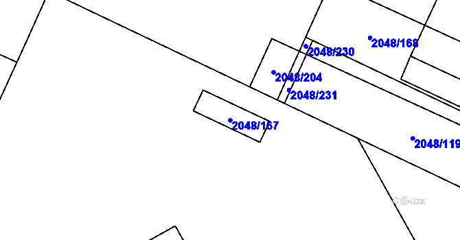 Parcela st. 2048/167 v KÚ Paskov, Katastrální mapa