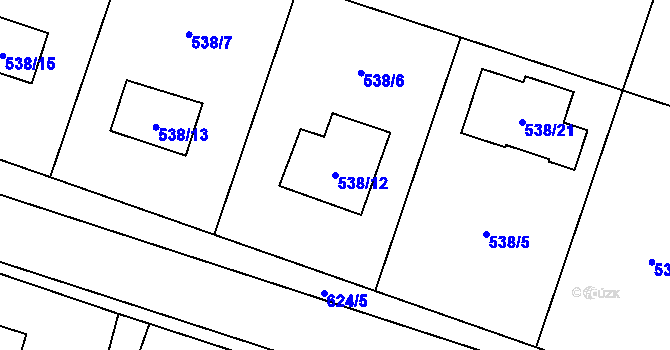 Parcela st. 538/12 v KÚ Paskov, Katastrální mapa