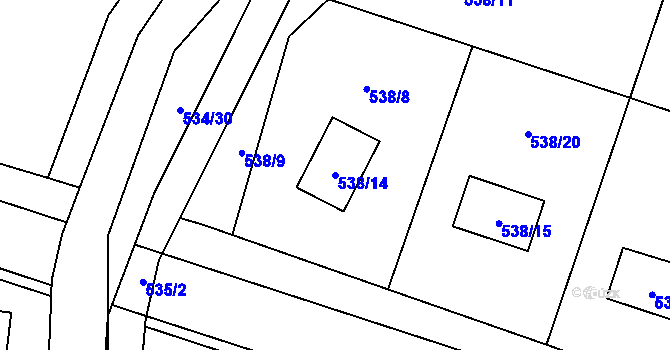 Parcela st. 538/14 v KÚ Paskov, Katastrální mapa