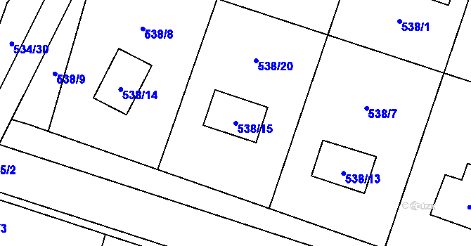 Parcela st. 538/15 v KÚ Paskov, Katastrální mapa