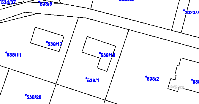 Parcela st. 538/18 v KÚ Paskov, Katastrální mapa