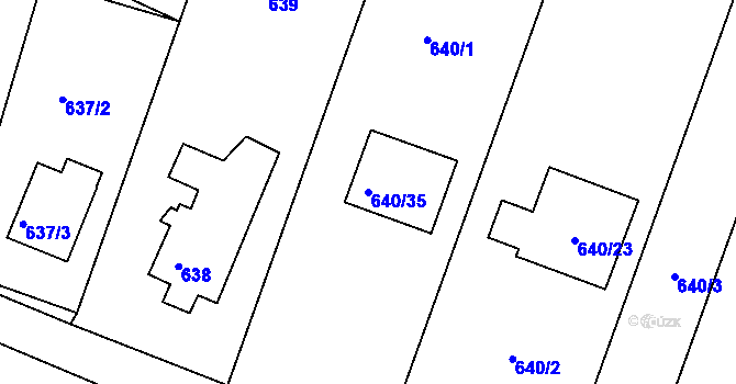 Parcela st. 640/35 v KÚ Paskov, Katastrální mapa