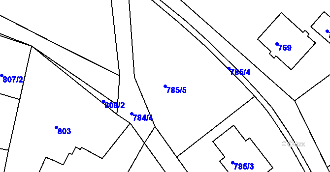 Parcela st. 785/5 v KÚ Paskov, Katastrální mapa