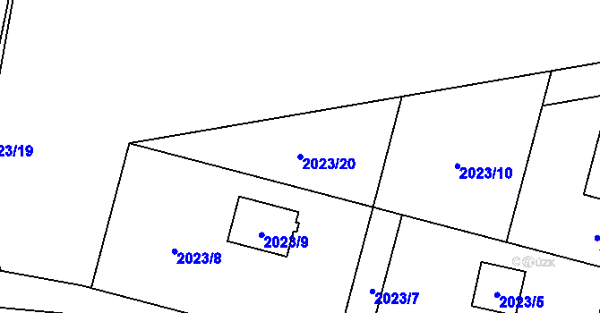 Parcela st. 2023/20 v KÚ Paskov, Katastrální mapa