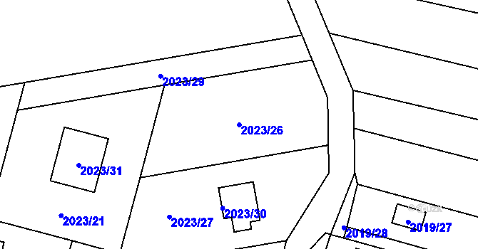 Parcela st. 2023/26 v KÚ Paskov, Katastrální mapa